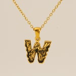 Gold color / 1 Piece Classic Bark Grain Unique Letter W Stainless Steel  Gold Color Unisex Pendant Necklaces Picture23